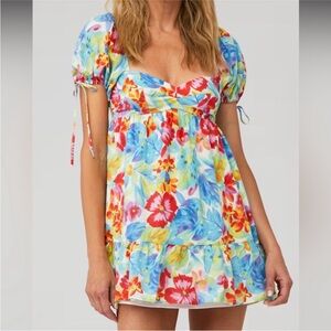 Amanda Uprichard Floral Puff Sleeve Sicily Mini Dress